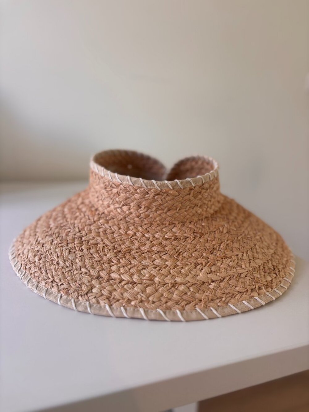 L*Space Del Mar Packable Straw Raffia Adjustable/Roll Up Visor *Like New*